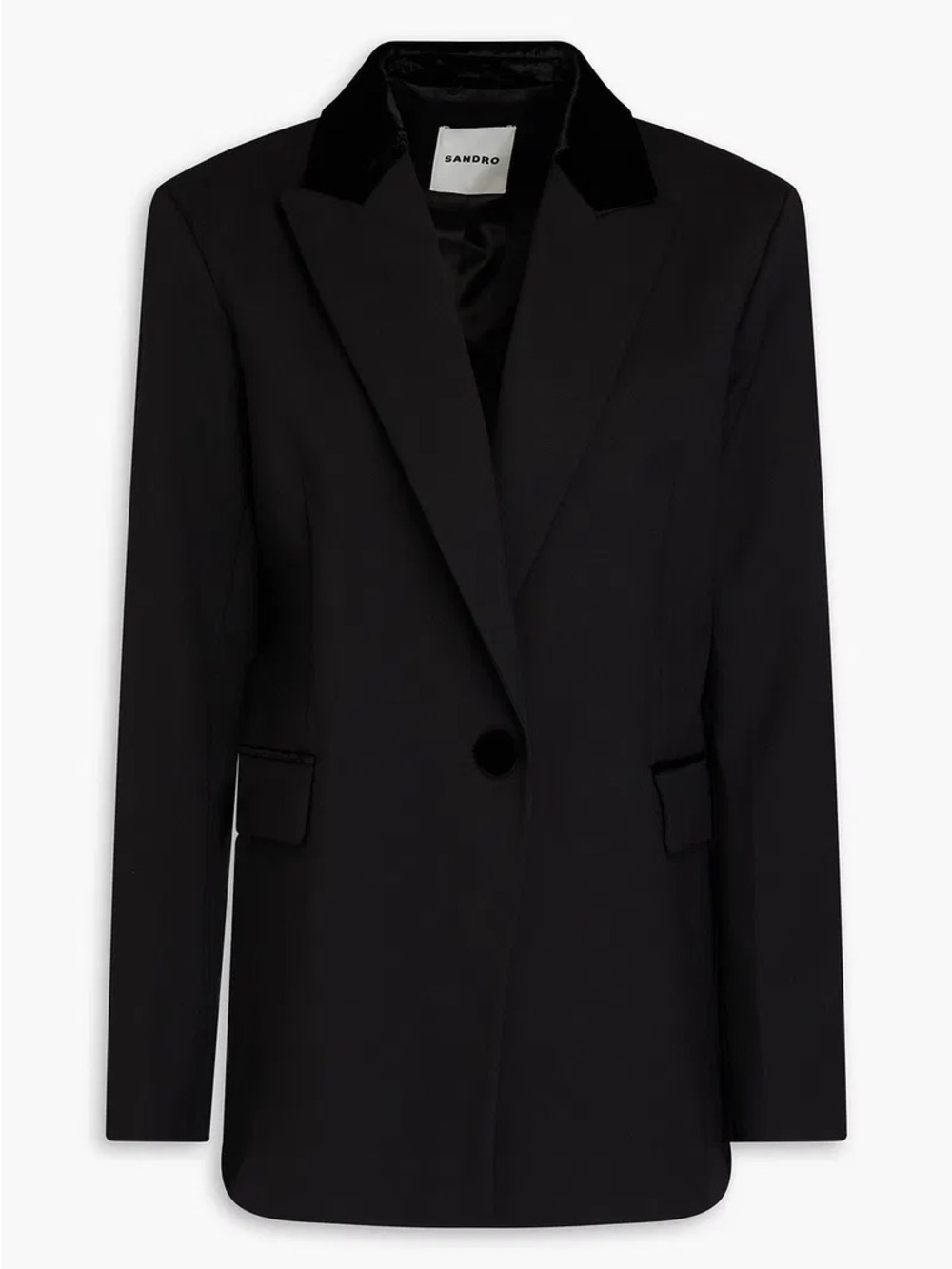 Sandro Hella Black Velvet Trim Blazer FR 34 XS